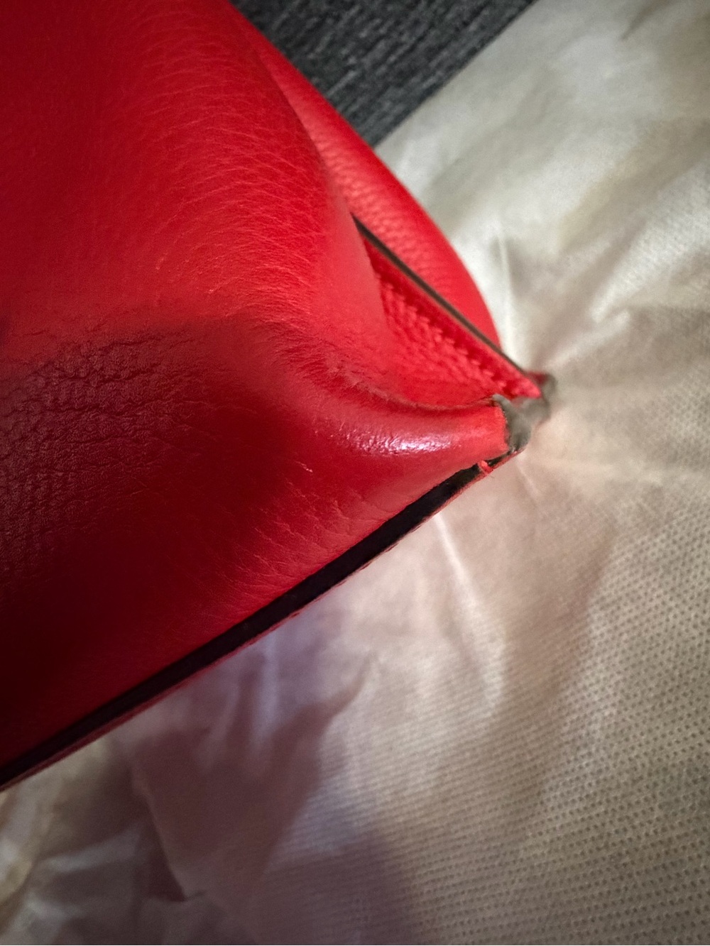 Gucci Pebbled Calfskin Large Bamboo Daily Top Handle Bag Red Shoulder/ Croosbody - Picture 6 of 16